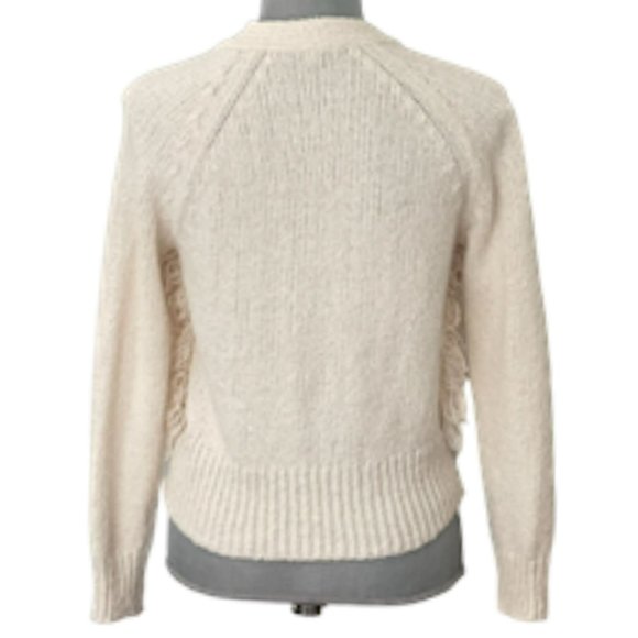 Madewell Chatterton Fringe Cardigan Sweater Ivory Button Down Women's Size XXS - Picture 5 of 9